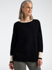 Viscose crew neck sweater Black/clay