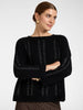 Black rhinestone openwork knit sweater