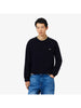 Maglia a girocollo in lana cardata Blu navy