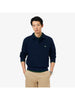 Navy blue ribbed cotton polo neck sweatshirt