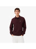 Burgundy ribbed cotton polo-collar sweatshirt