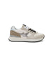 Stargirl suede and nylon sneakers with rhinestones Cream white