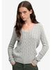 Grey cable-knit wool-blend V-neck sweater